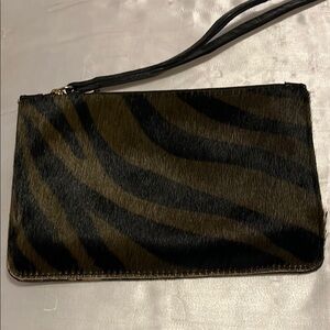 Zebra Print Ponyhair  wristlet leather